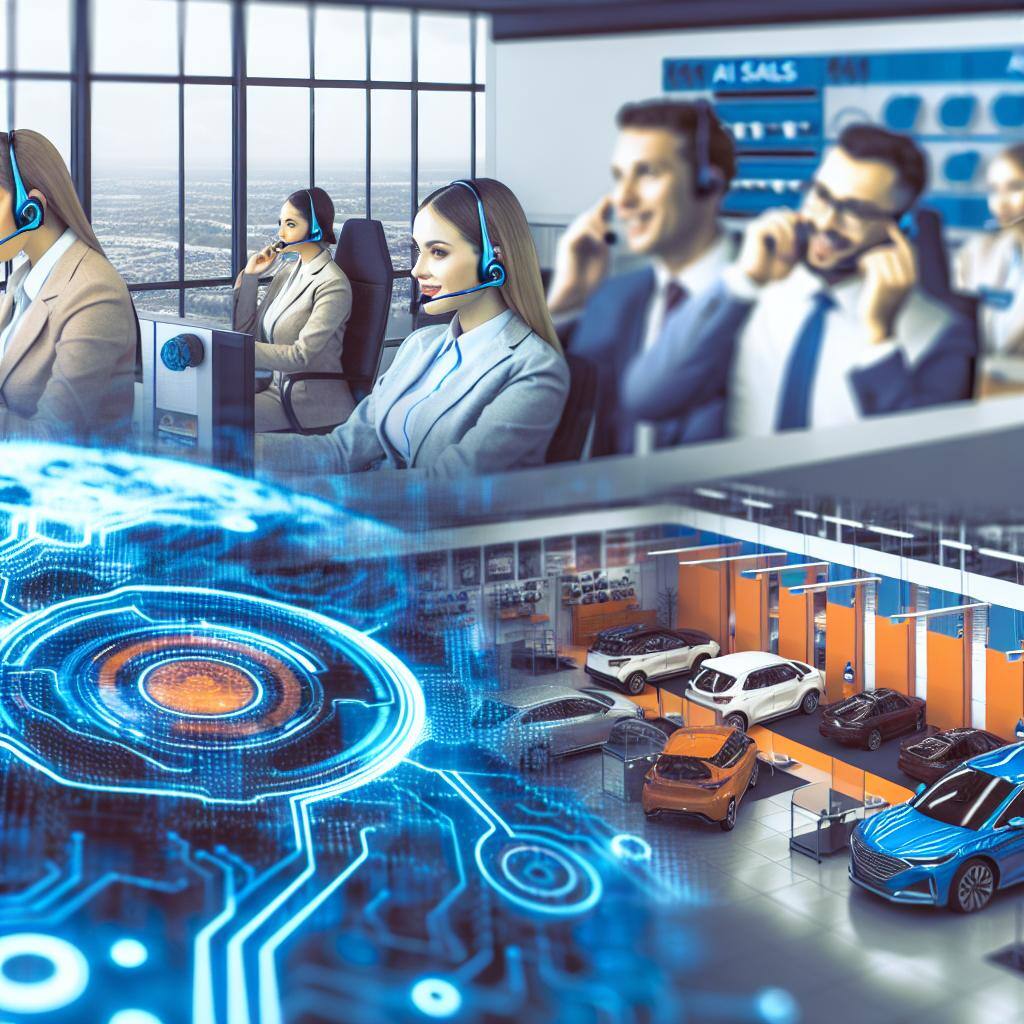 An ai flavored image, using orange and cobalt blue, female and male agents from around the globe on the phone with headsets and at their desk